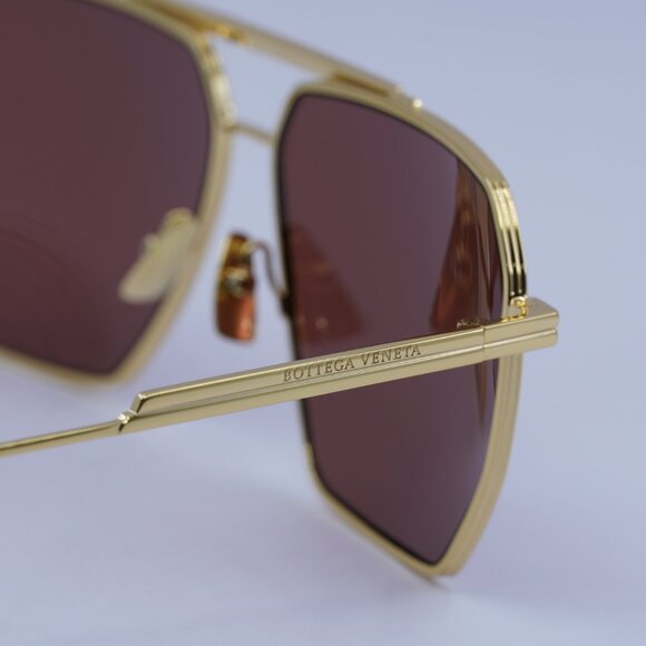 Bottega Veneta BV1012S 005 Sunglasses Gold Aviator Frame, Brown Lenses main image 12